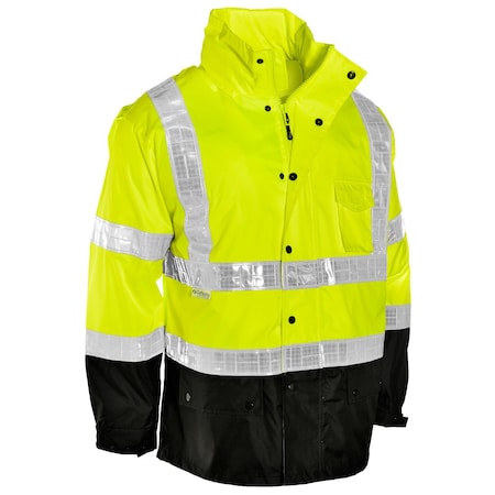 Kishigo S-M, Lime, Class 3, Storm Cover Rainwear RWJ100-S-M